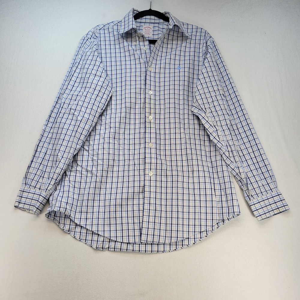 Brooks Brothers Button Down Mens M Blue Madison Non-Iron Supima Cotton Check
